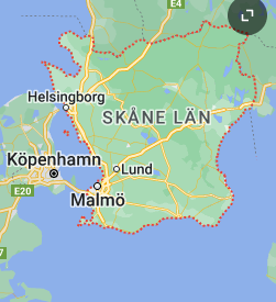 En bild på en karta över där Asbestsanering Skåne utförs